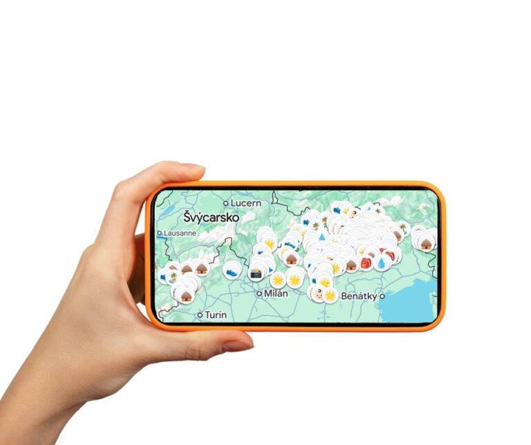 Mapa Severní Itálie na telefonu